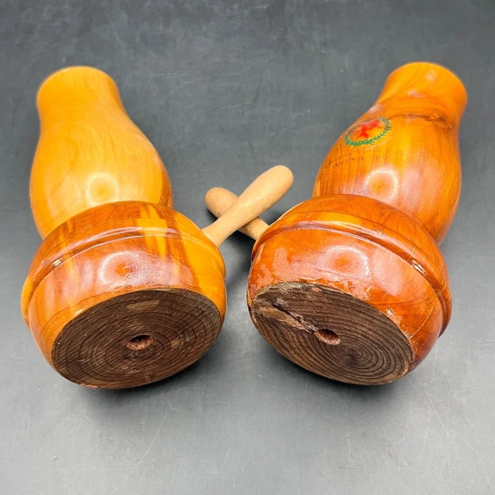 Vtg Cedar Wood Turned Pokagon‎ State Park Lantern Salt Pepper Shakers 4.5